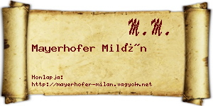 Mayerhofer Milán névjegykártya