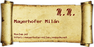 Mayerhofer Milán névjegykártya